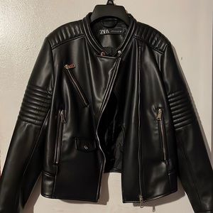 New! Zara black leather moto style jacket